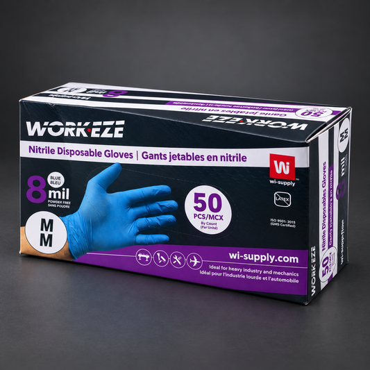 Gants nitrile WORK'EZE 8 mil — taille M — 50 gants