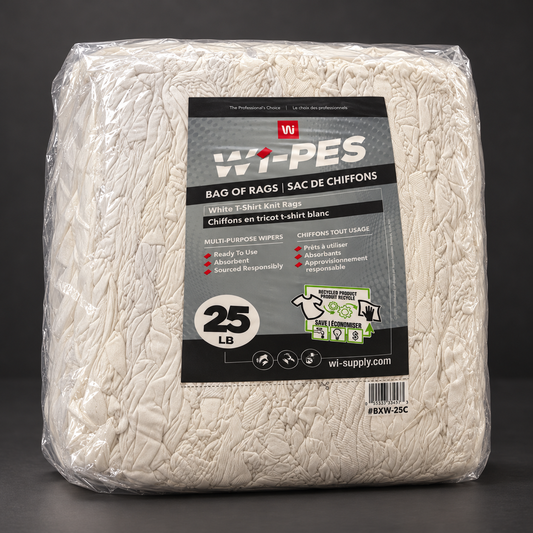 Chiffons blancs WI-PES — sac de 25 lb